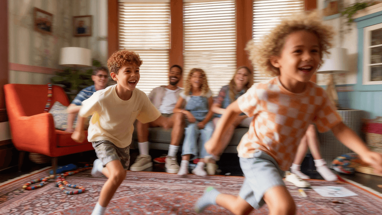 Child focused on guided movement challenge