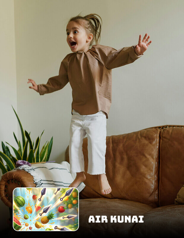 Kid training with playful movement cues