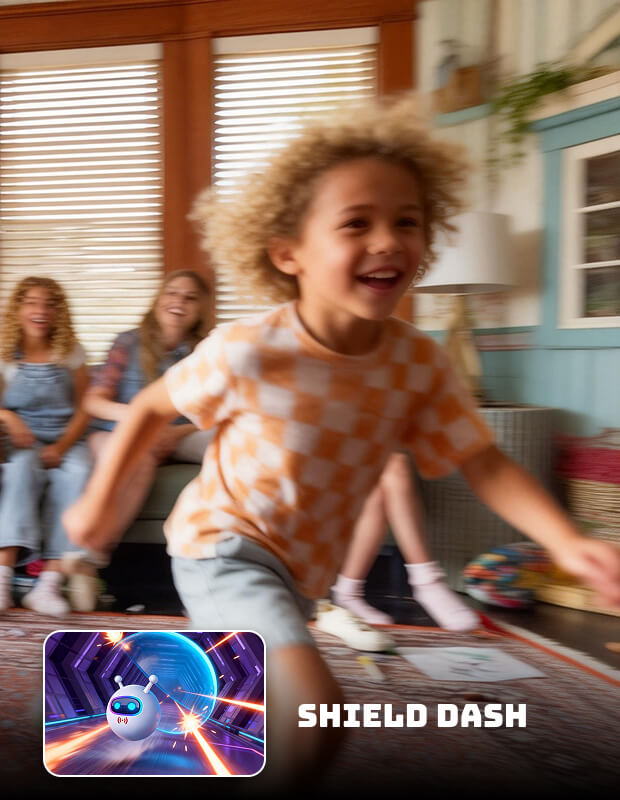 Child enjoying guided movement game